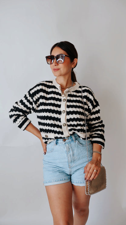 Celine Stripe Knit Cardigan