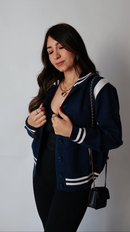 Vintage Navy Bomber Cardigan