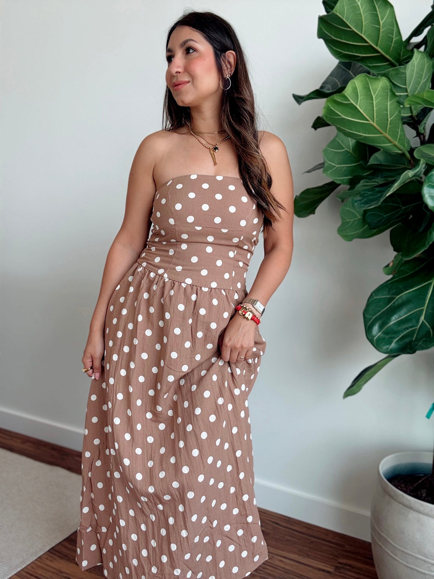 Coco Polka Strapless Dot Dress