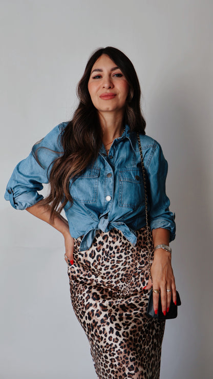 Chambray Button Down Blouse