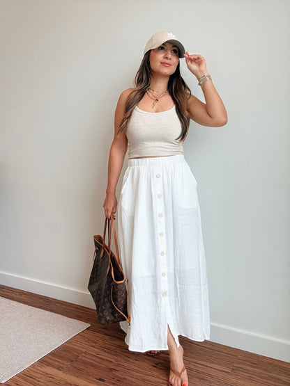 Yacht Club White Linen Skirt