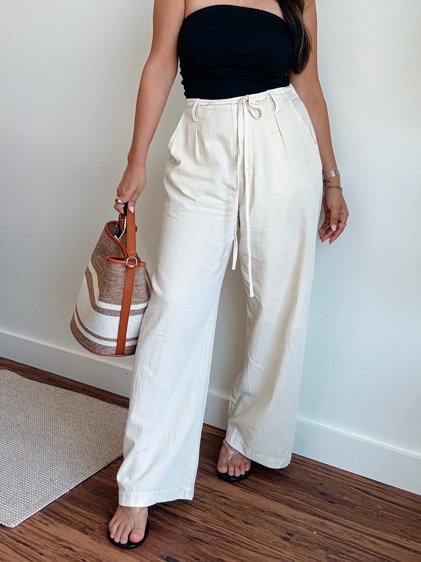 Tami Beige Drawstring Pants