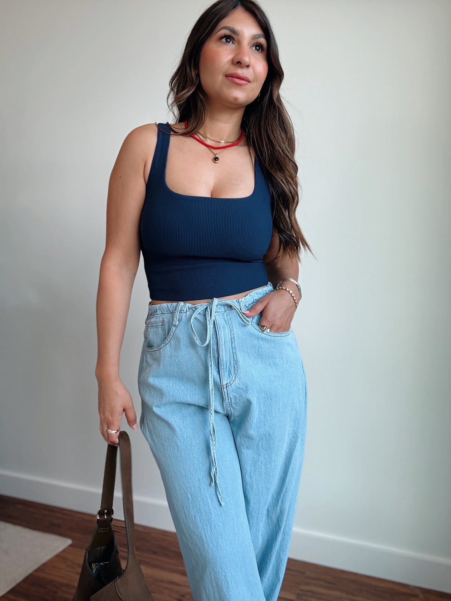 Navy Ribbed Tank