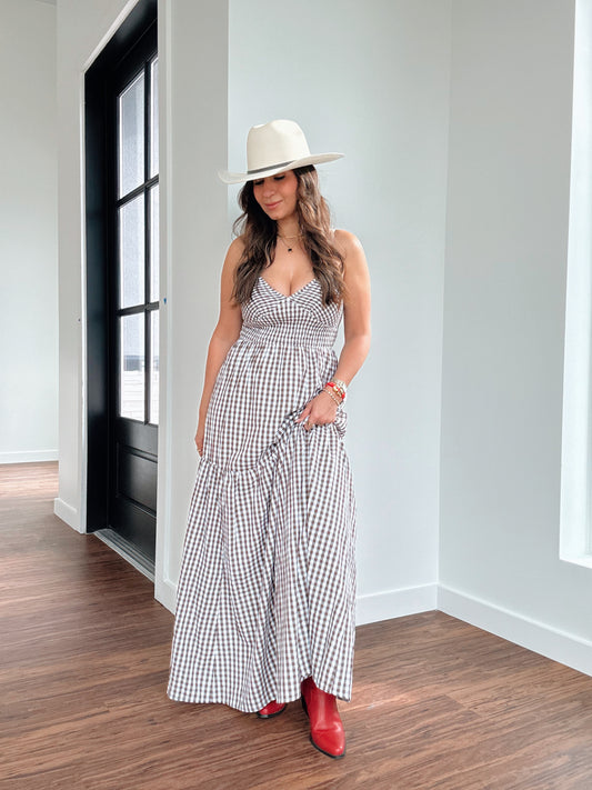 Spring Gingham Maxi Dress