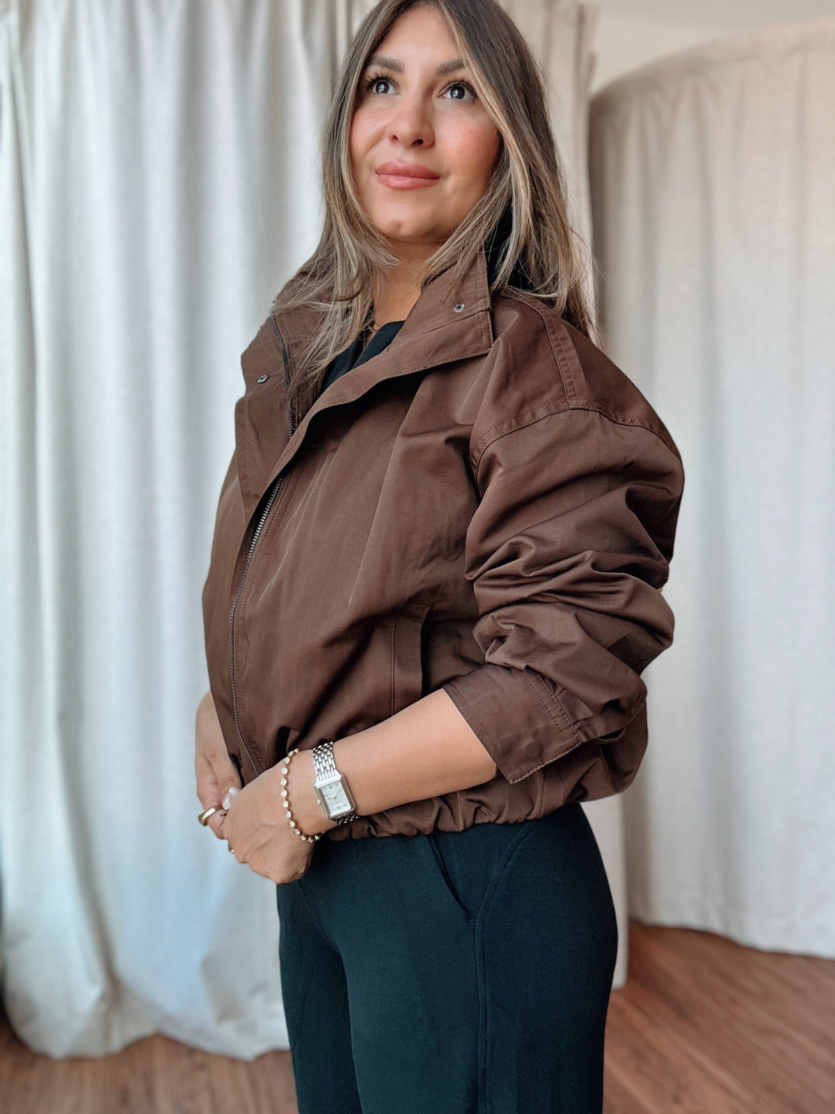 Chocolate Brown Bomber Jacket