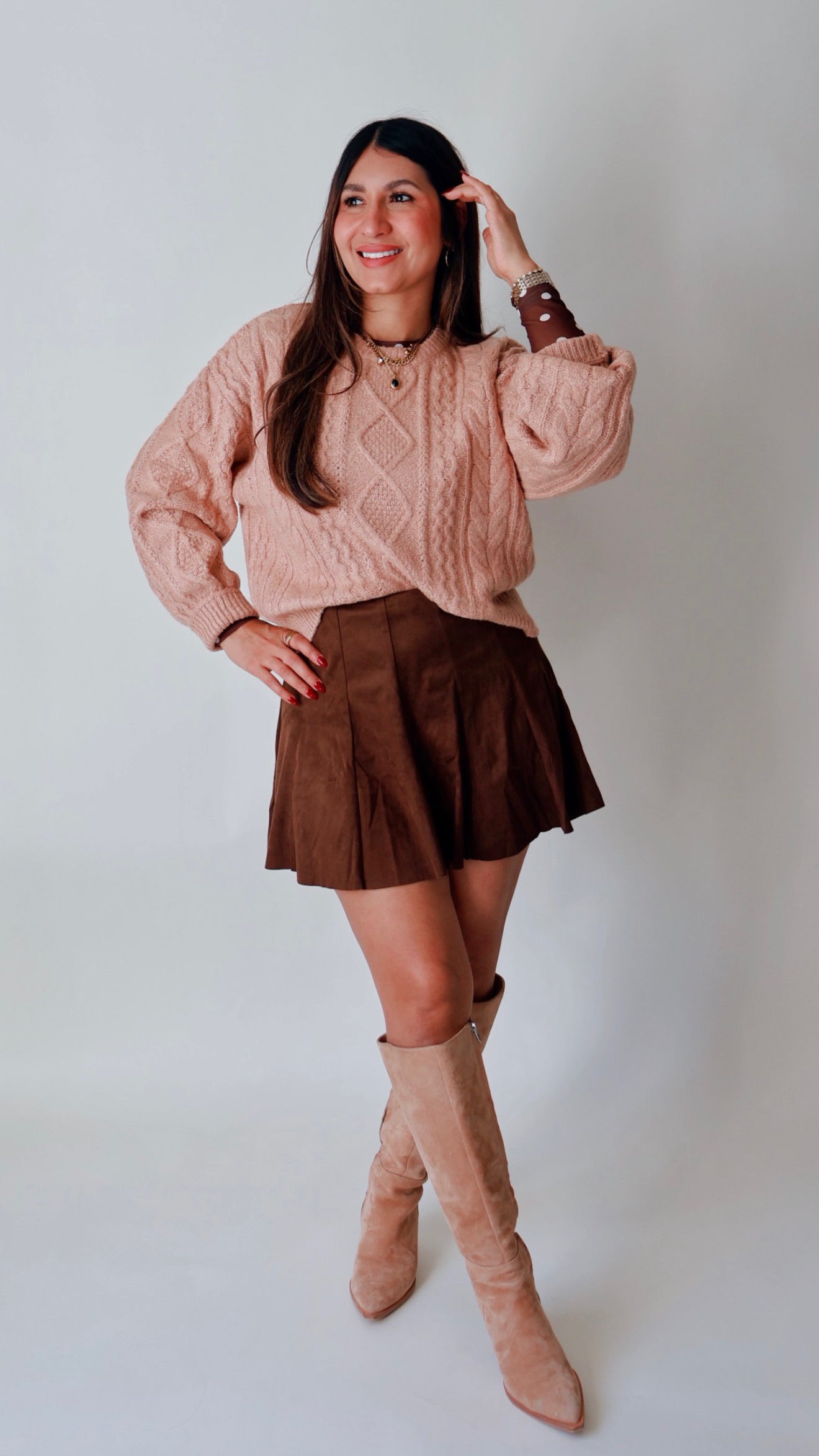 Cable Knit Balloon Sleeve Sweater