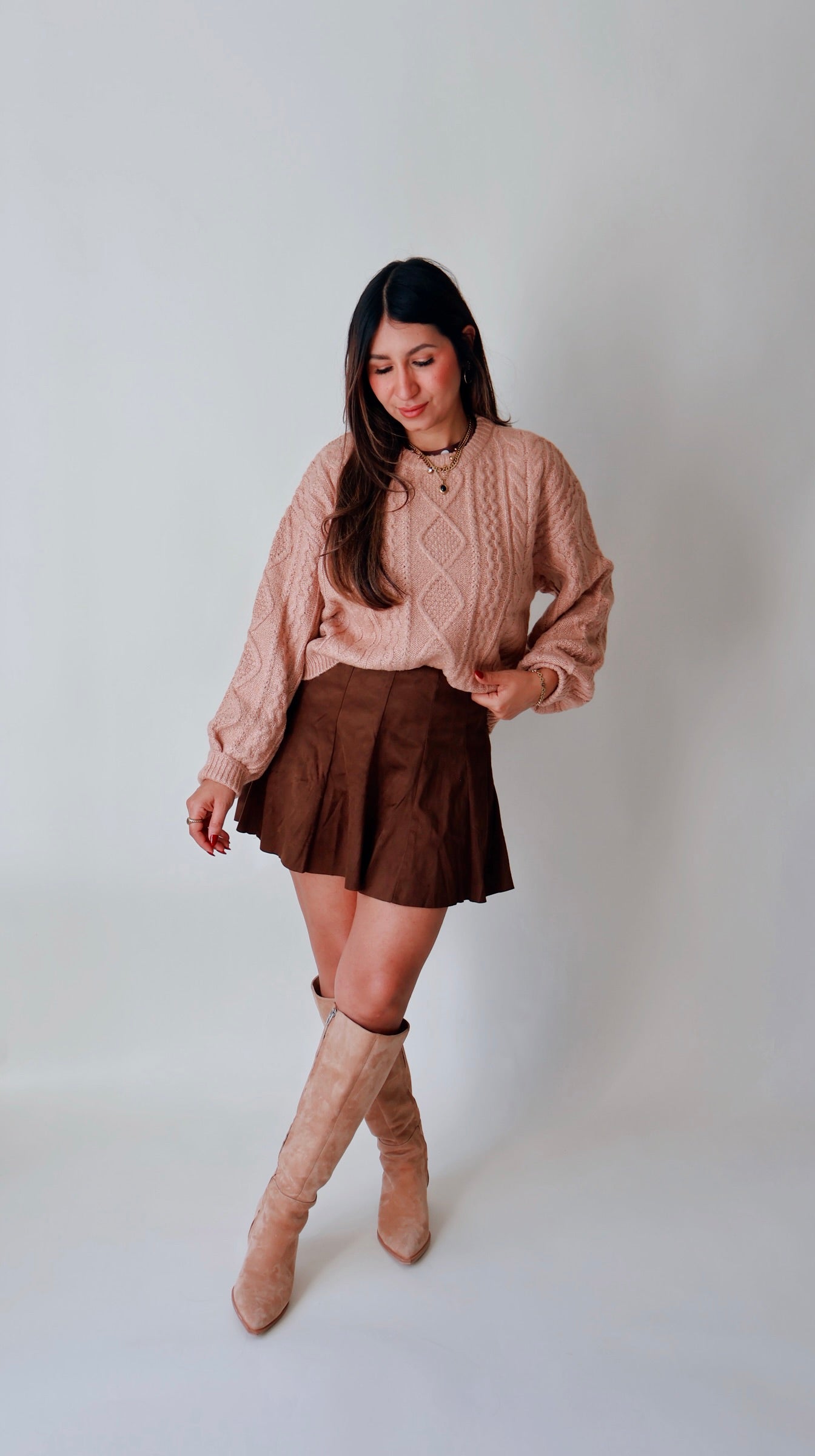 Cable Knit Balloon Sleeve Sweater