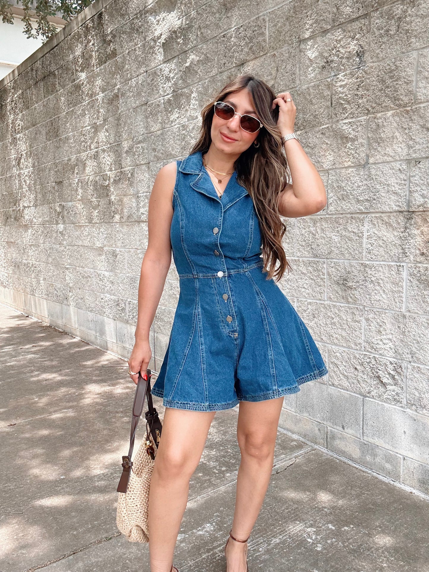 Flounce Denim Romper