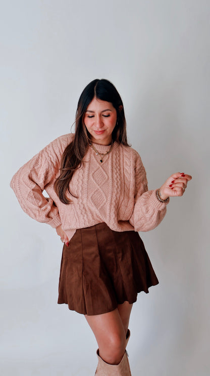 Cable Knit Balloon Sleeve Sweater