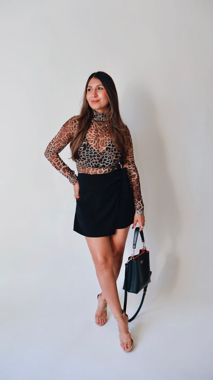 Lux Sheer Leopard Turtleneck