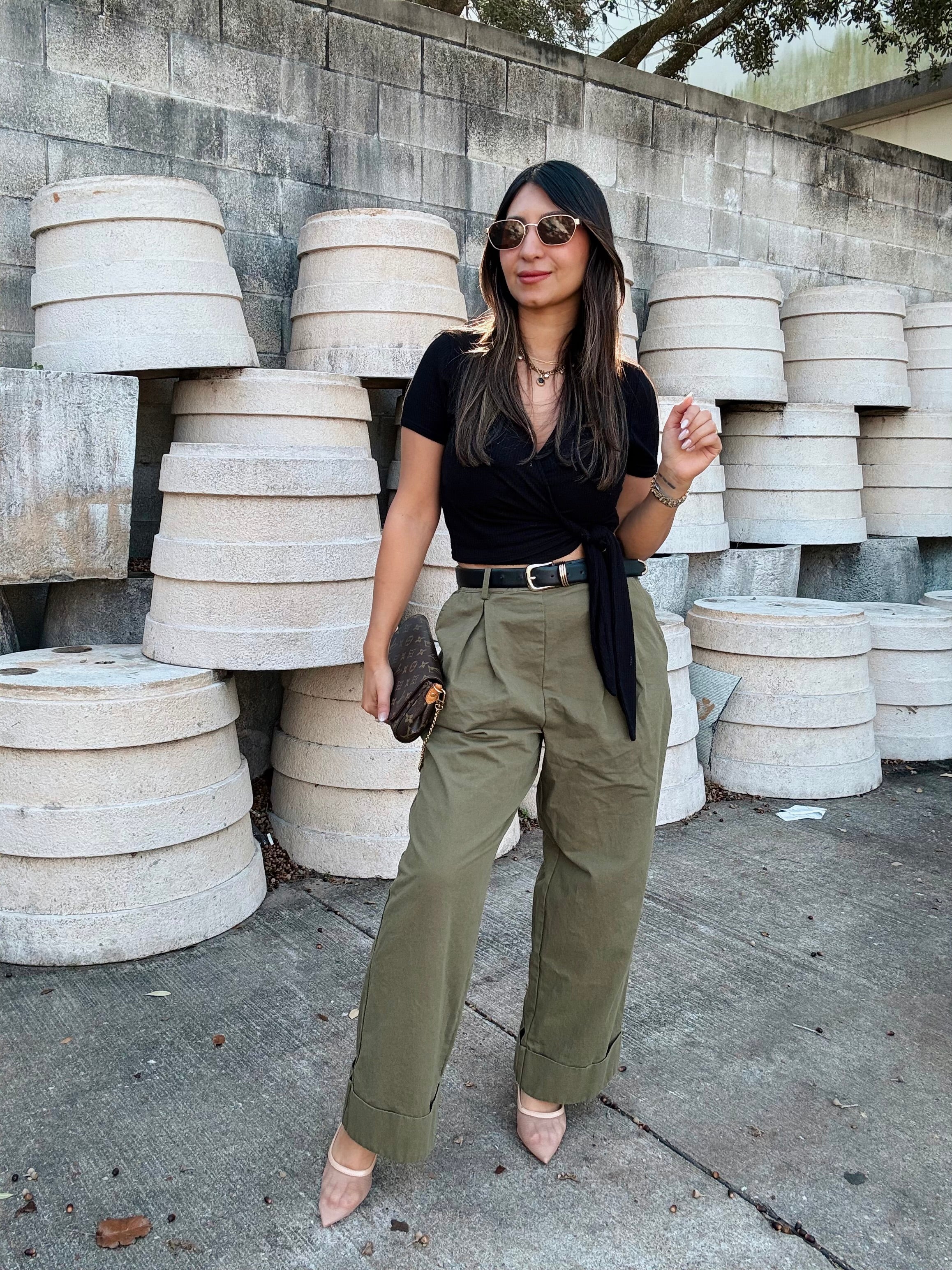 Wide Twill Olive Slacks – Foxtail Boutique XO