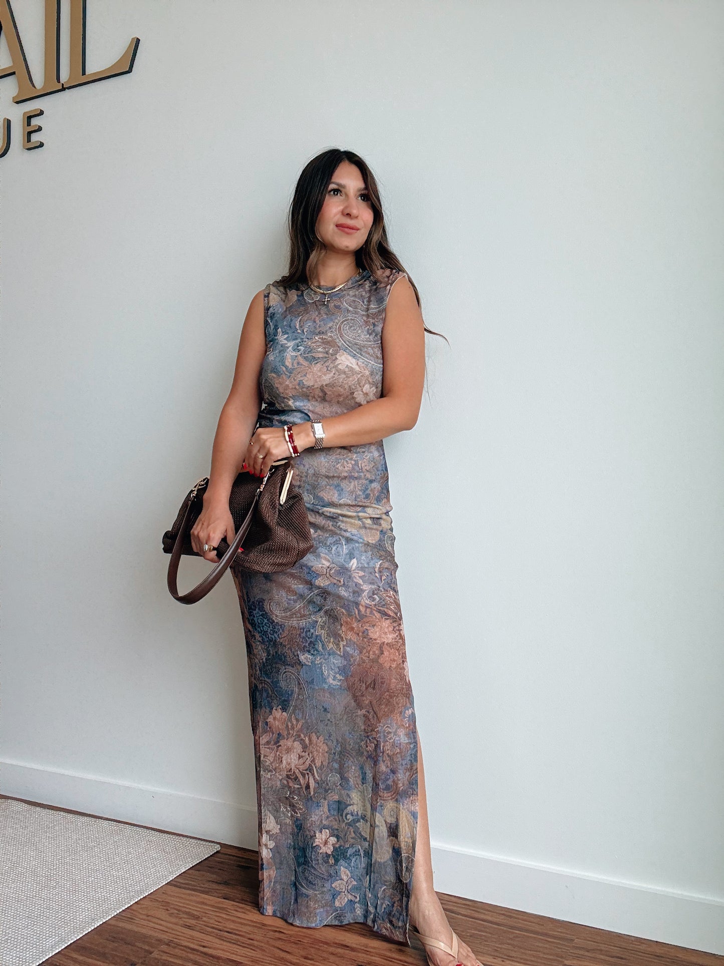 Paisley Mesh Maxi Dress