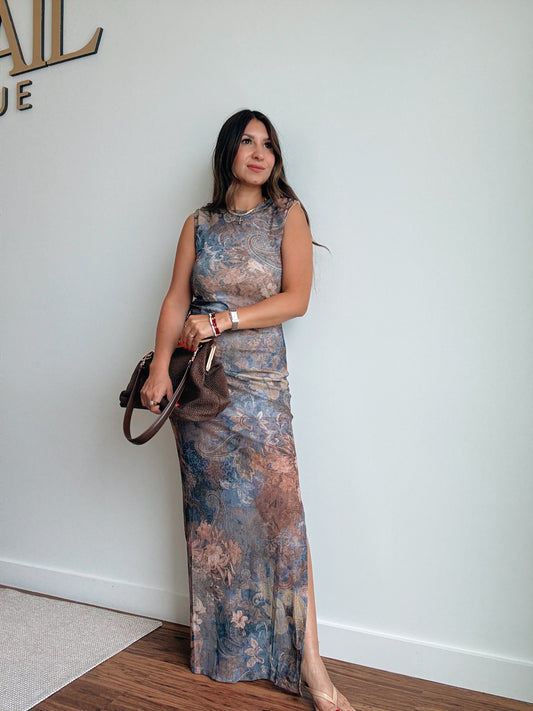 Paisley Mesh Maxi Dress