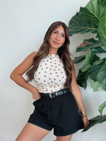 Cream Mesh Dot Top