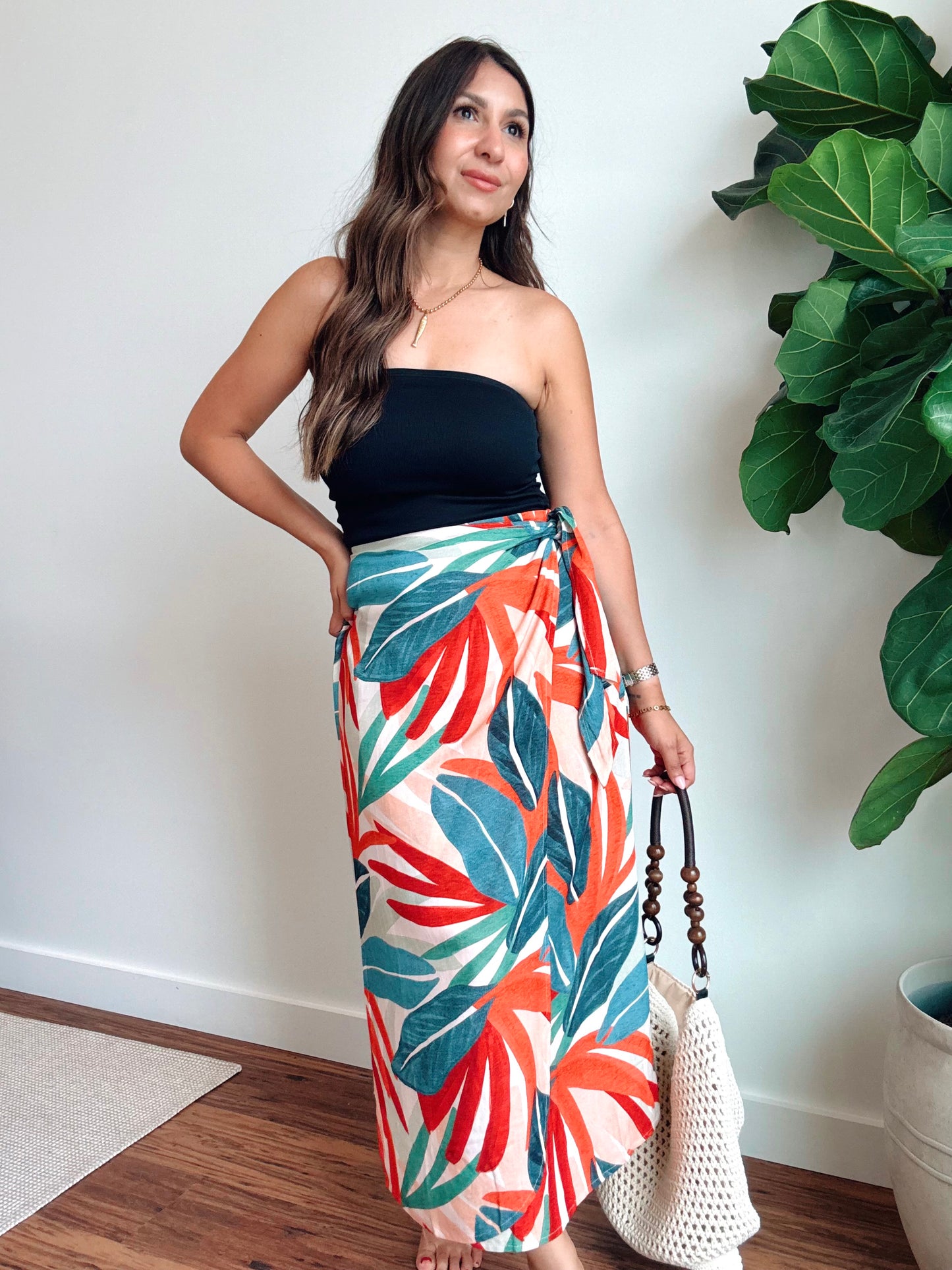 Lagoon Daze Round Hem Midi Wrap Skirt