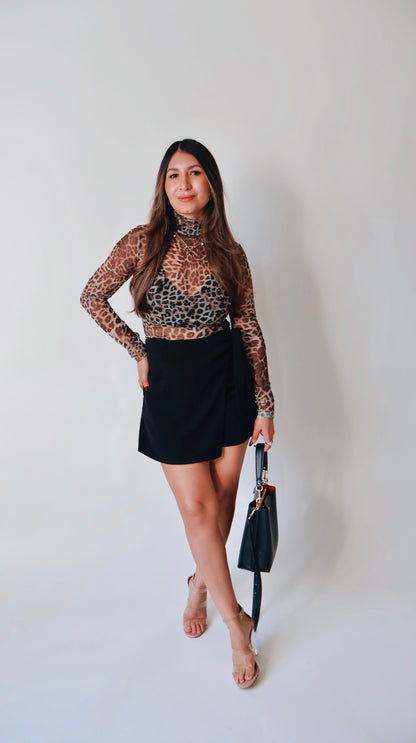 Lux Sheer Leopard Turtleneck