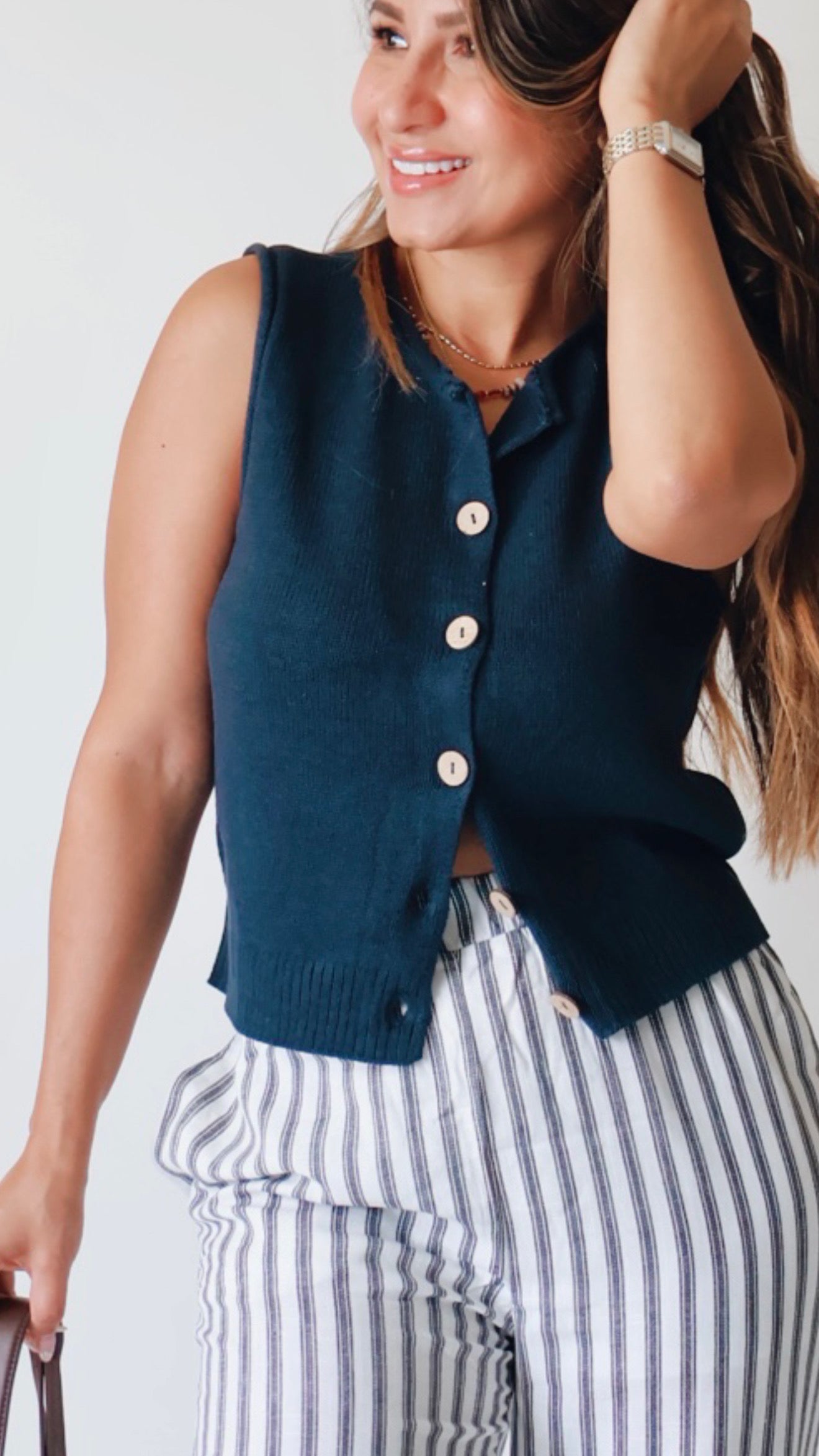 Navy Raw Edge Vest