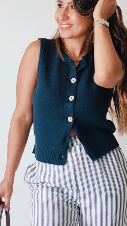 Navy Raw Edge Vest