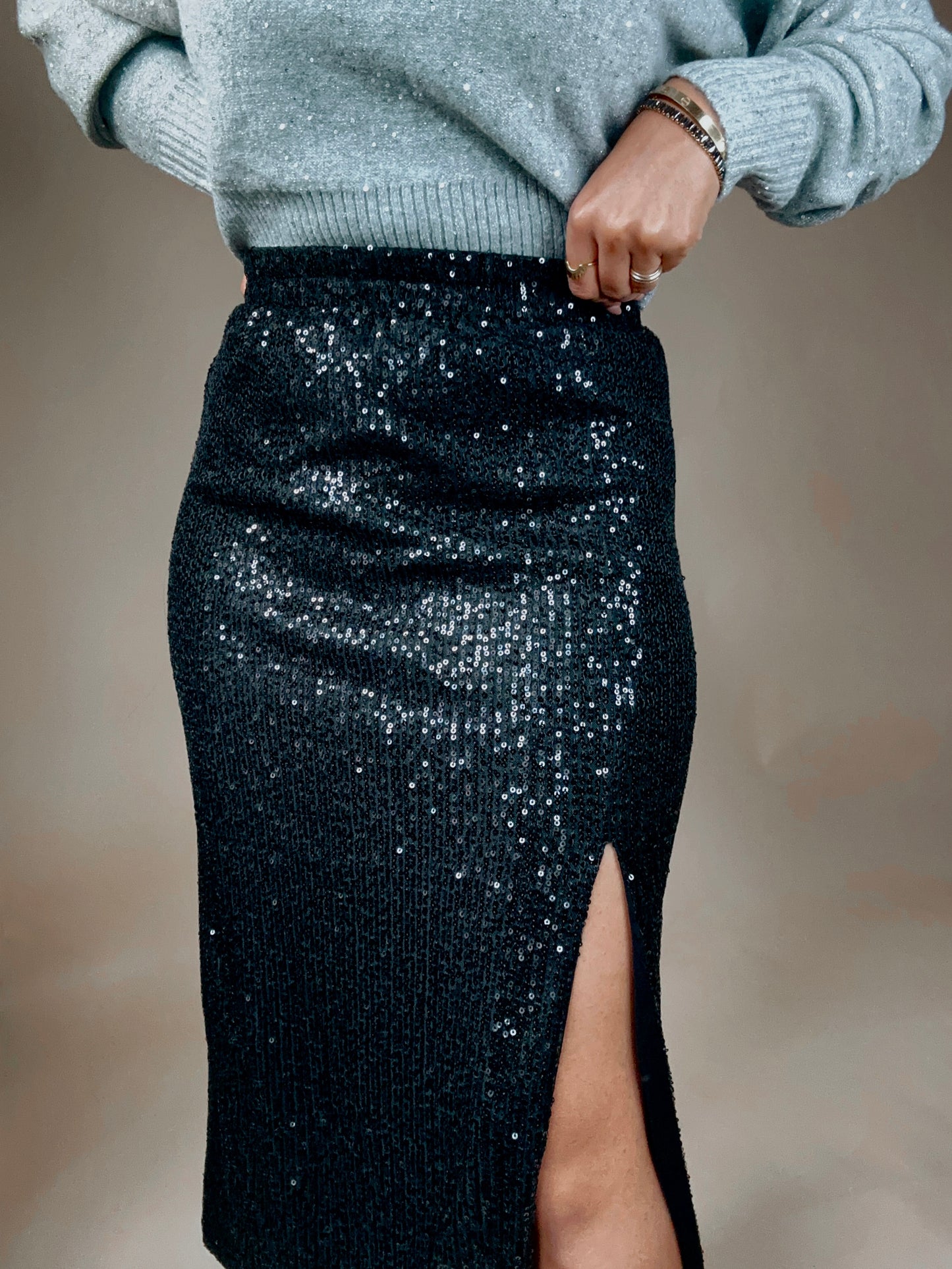 Midnight Sequin Midi Skirt