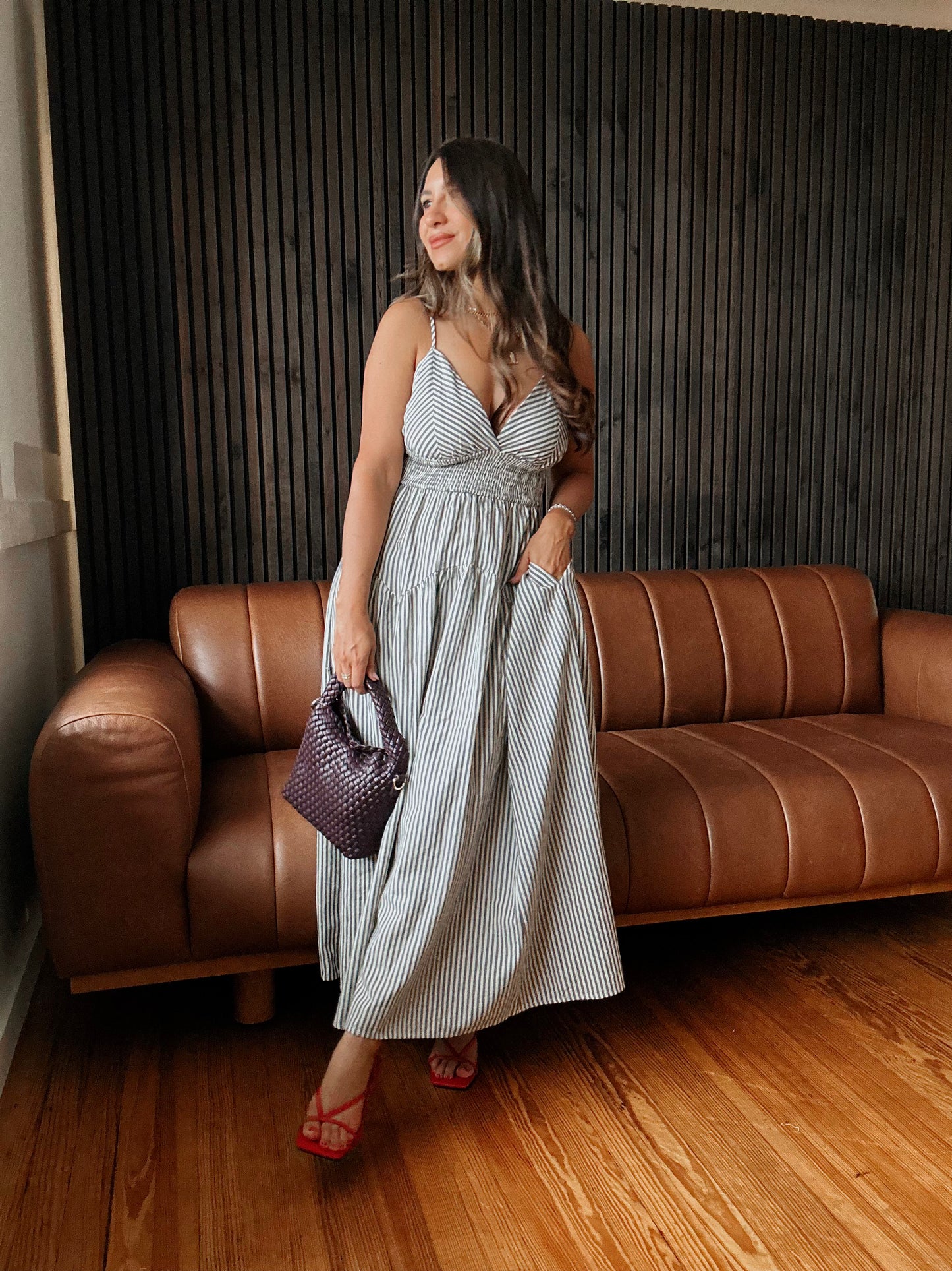 French Striped Pocket Dress