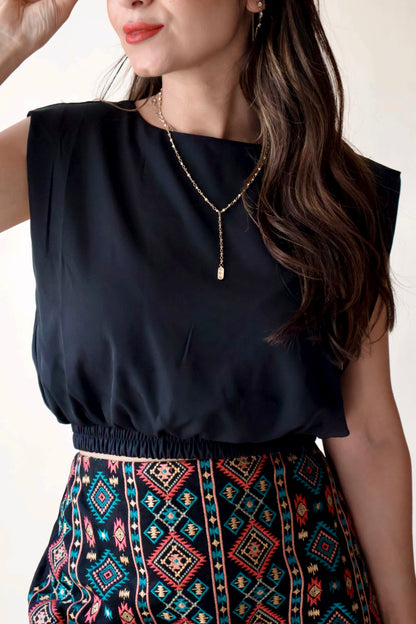 Casual Cool Cropped Black Top