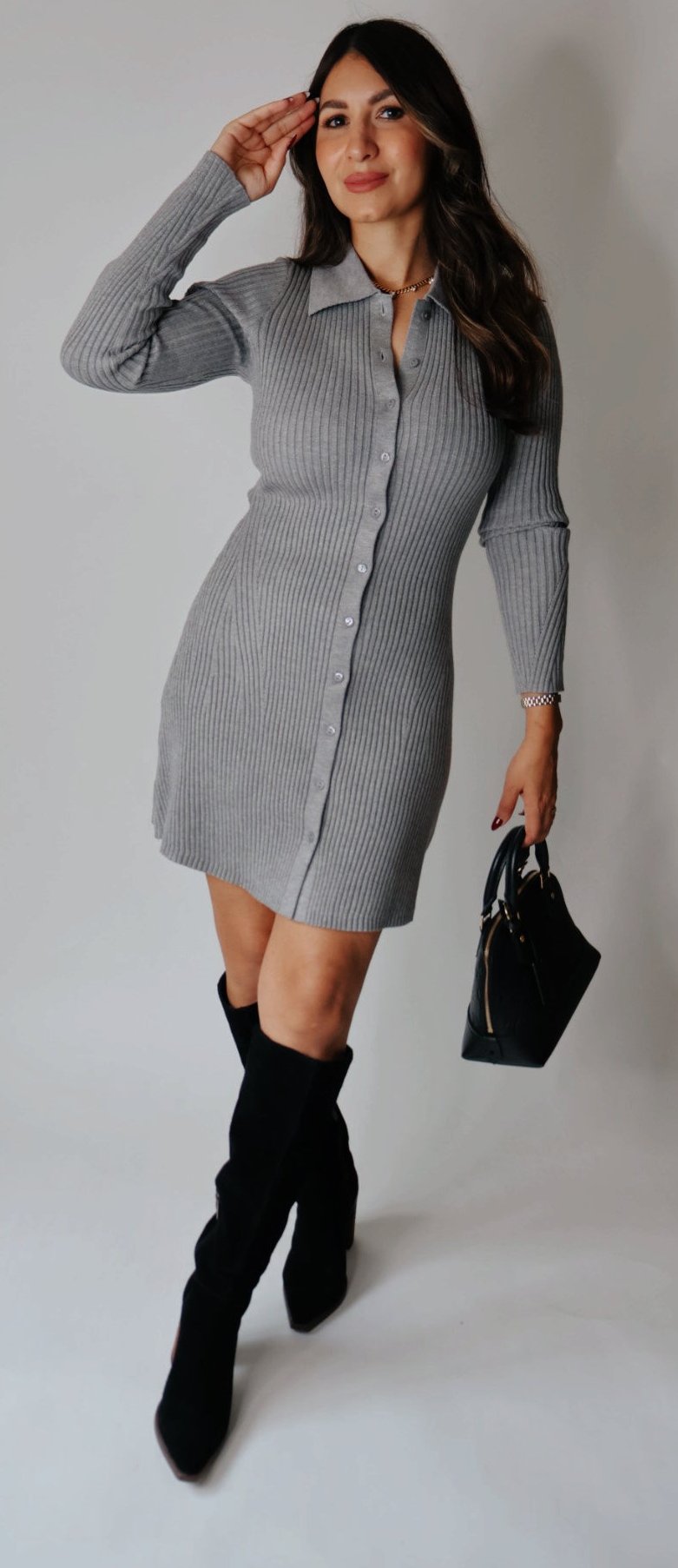 Soft Grey Sweater Dress