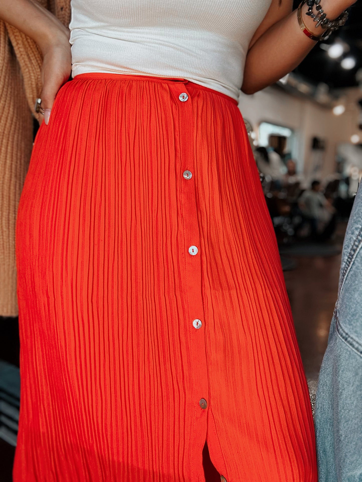 Cherry Red Maxie Pleated Skirt