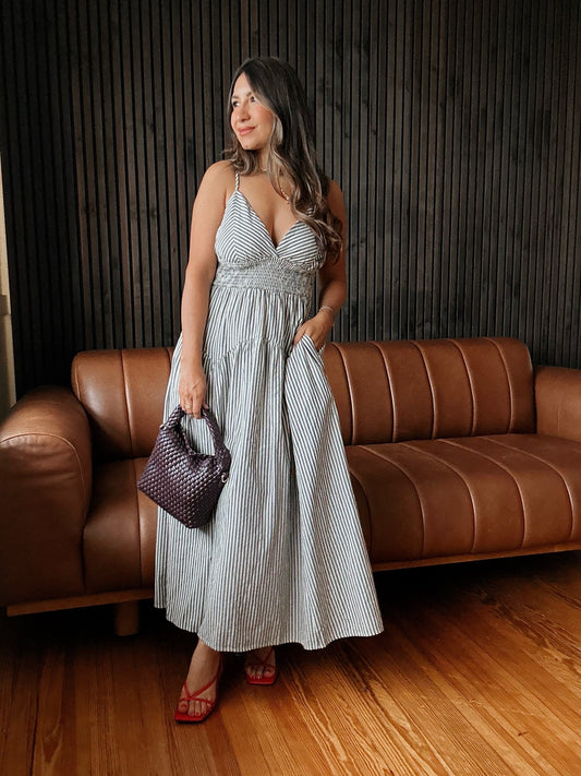 French Striped Pocket Dress