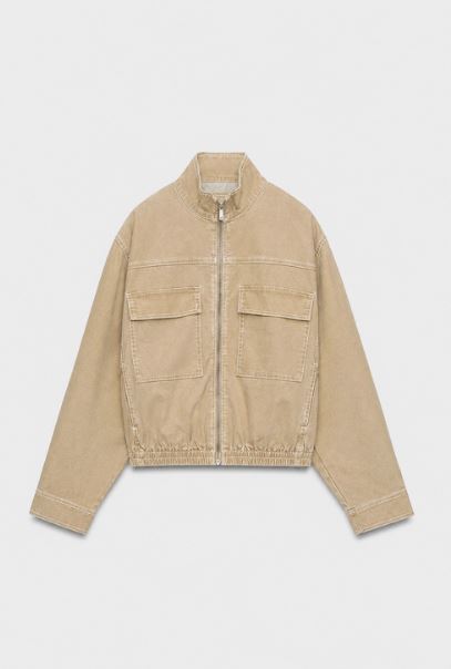 Washed Khaki Bomber Jacket