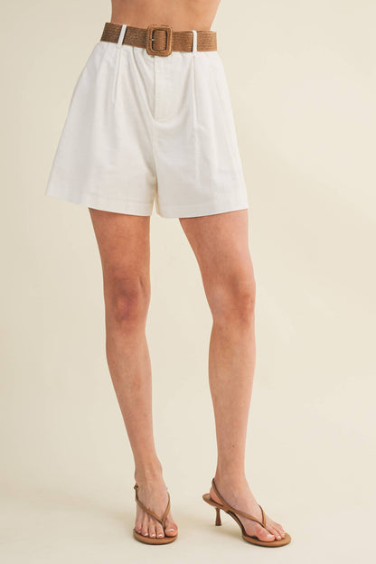 White Belted Shorts