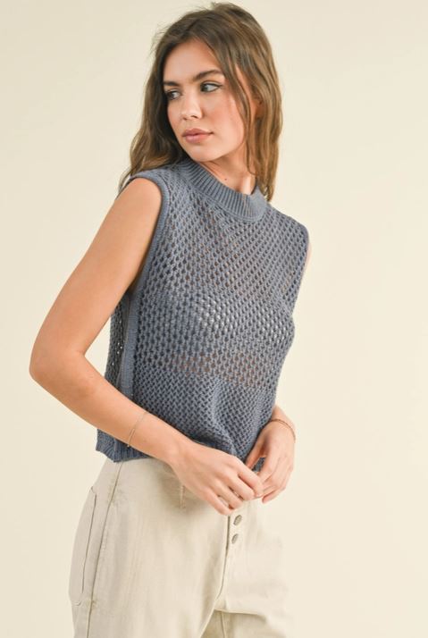 Rachel Blue Crochet Top