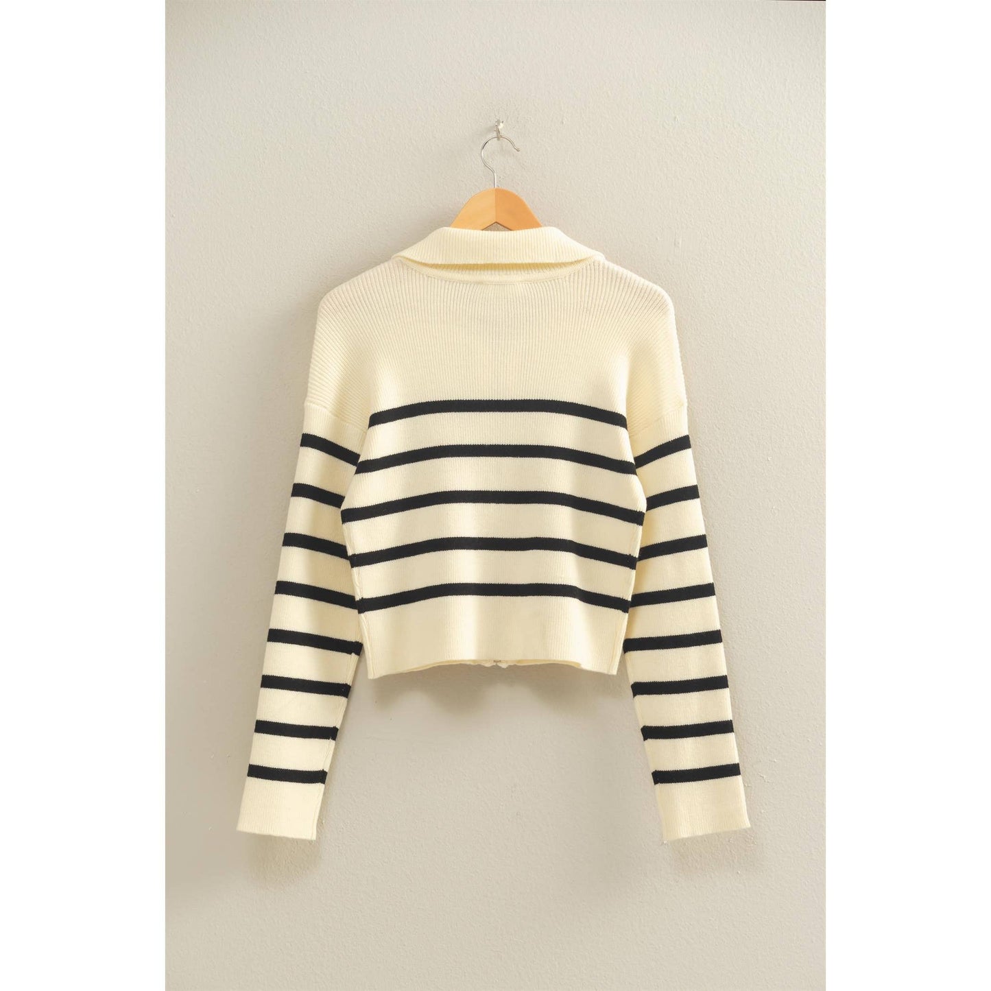 Henlena Striped Zip Up Sweater