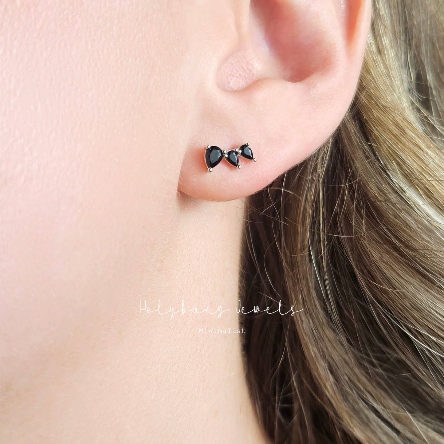 Onyx Pear Studs