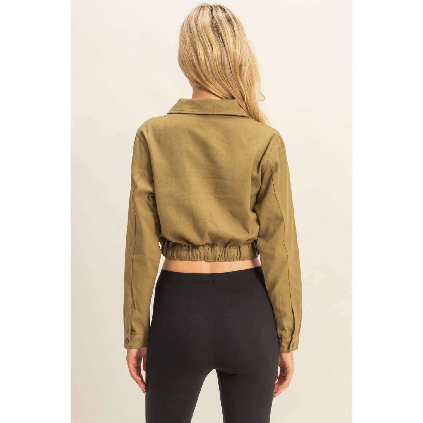 Drawstring Waist Cropped Jacket