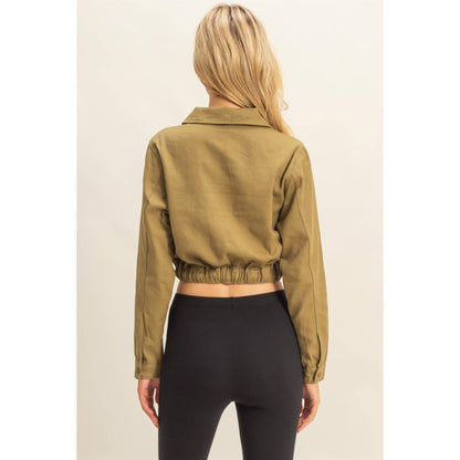 Drawstring Waist Cropped Jacket