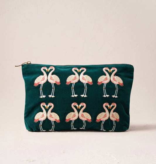 Flamingo Everyday Pouch: Emerald / Velvet