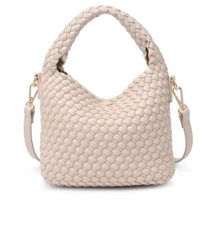 Jessamine Woven Vegan Leather Crossbody - Cream