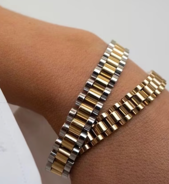  Desi Two - Tone Watch Band Bracelet