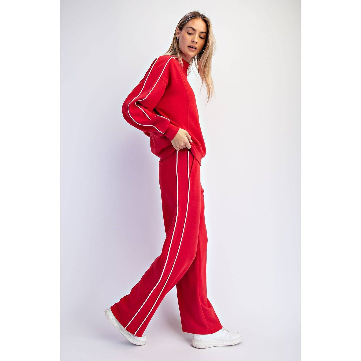 True Red Scuba Wide Leg Pants