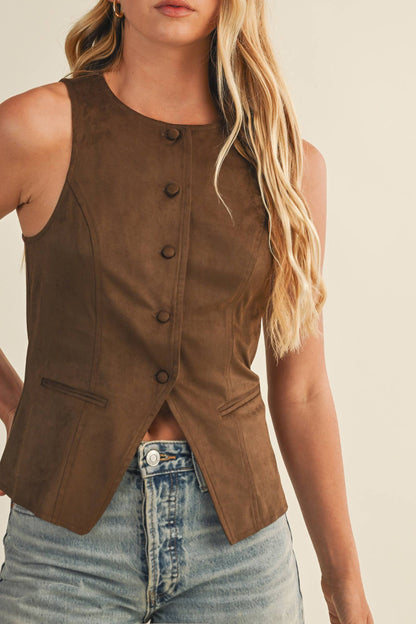 Mira Chocolate Suede Vest