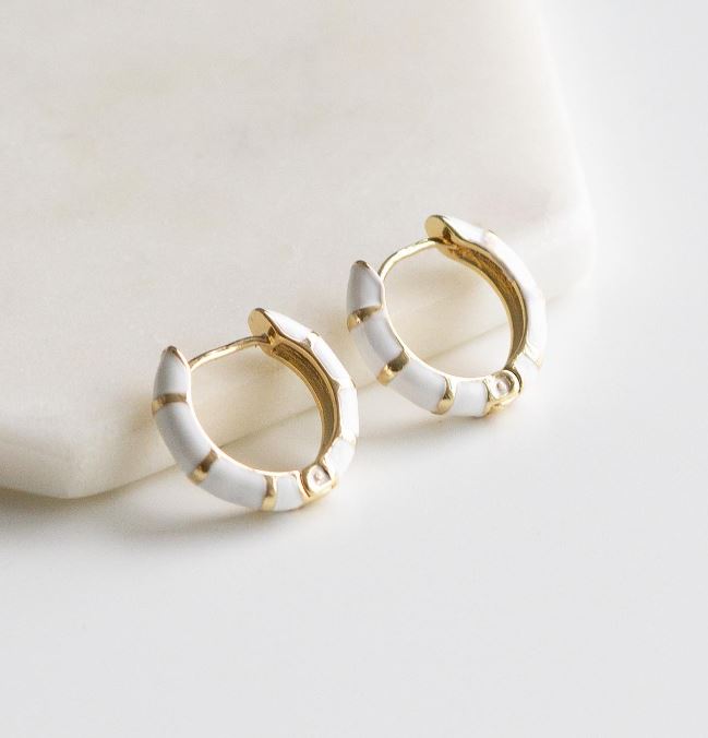 White & Gold Striped Hoops