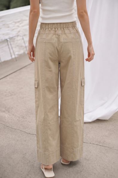 Khaki Utility Wide Leg Pants