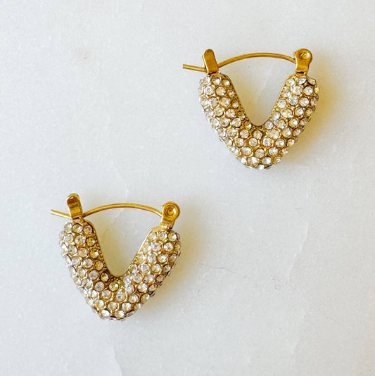 Studded V Hoop Earrings