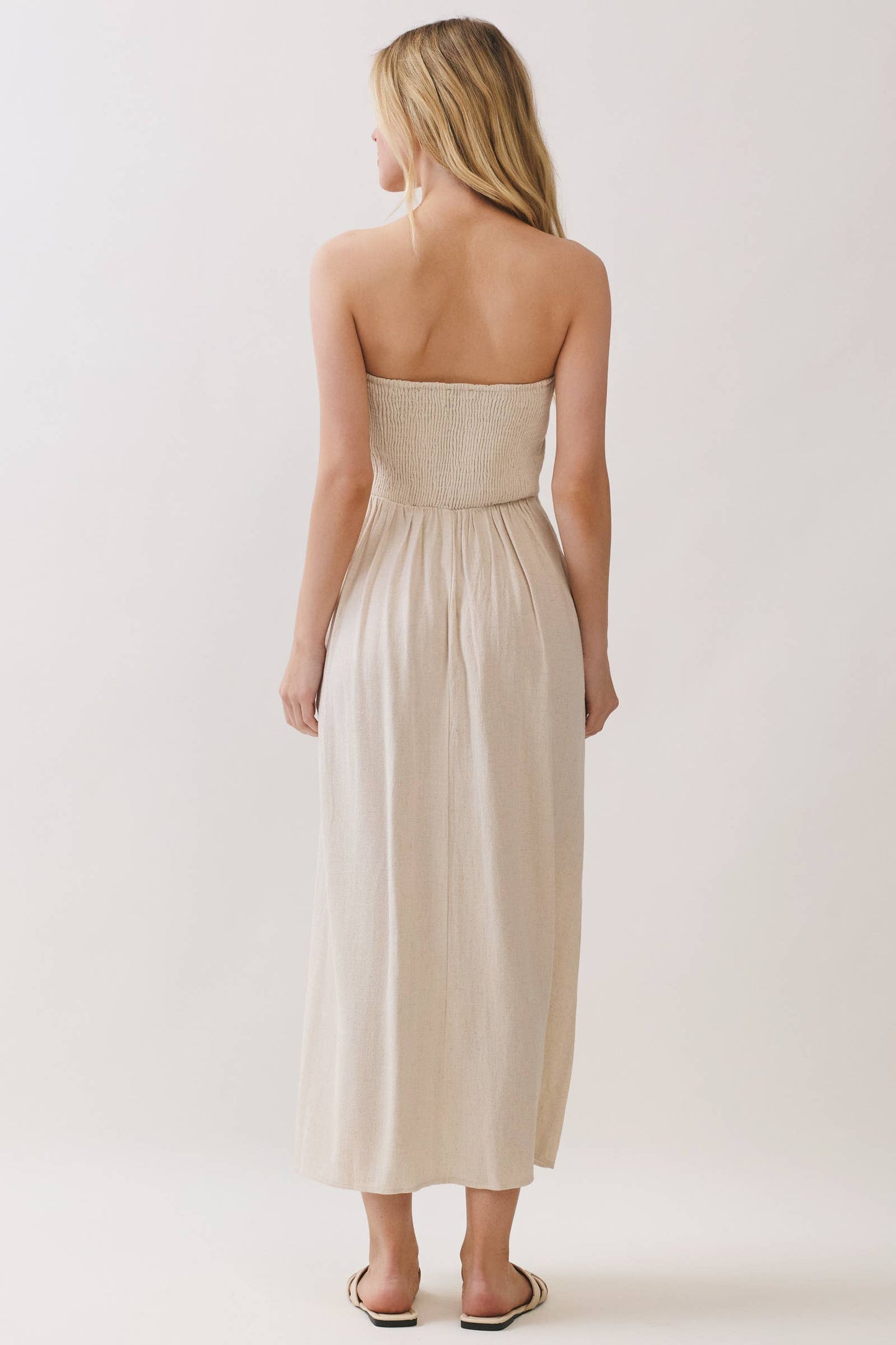 Upstate Strapless Linen Dress