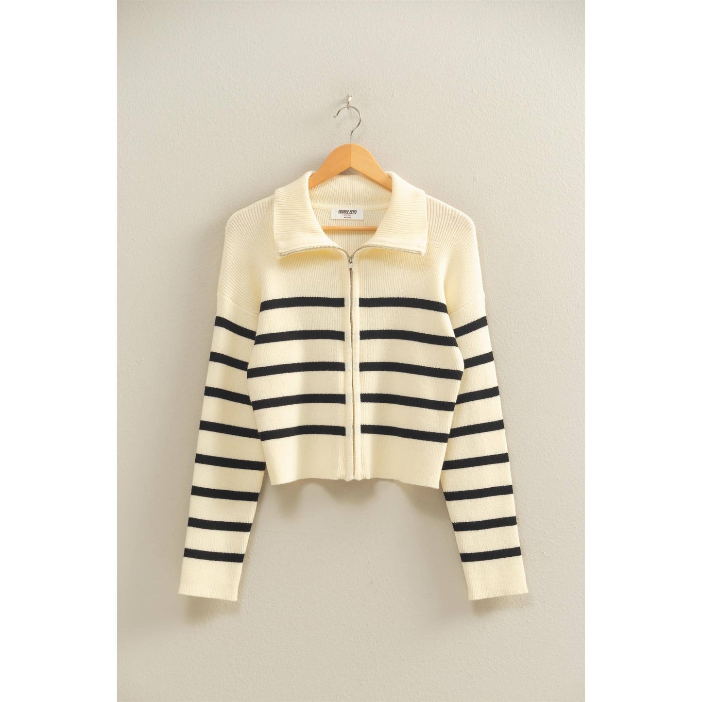 Henlena Striped Zip Up Sweater