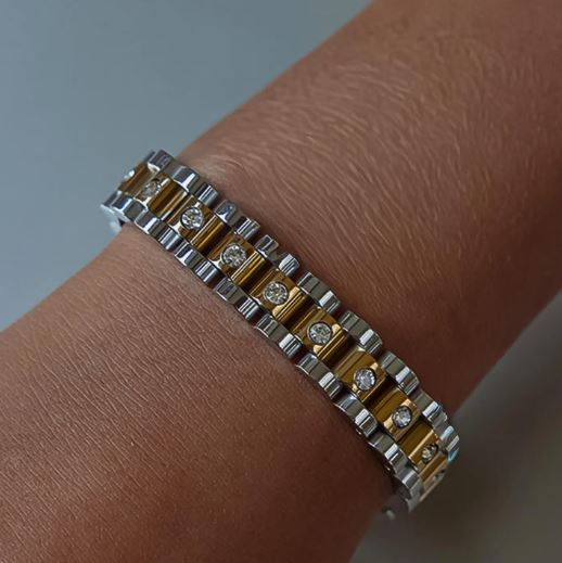 Faely Two-Tone Watchband Bracelet