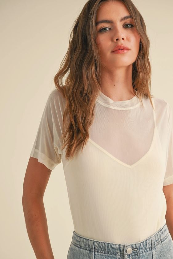 Chefs Kiss Sheer Cream Top