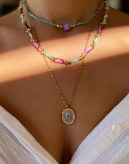 Athens Purple Pendant Necklace