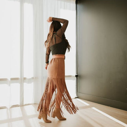 Blessed with Style Fringe Suede Skirt