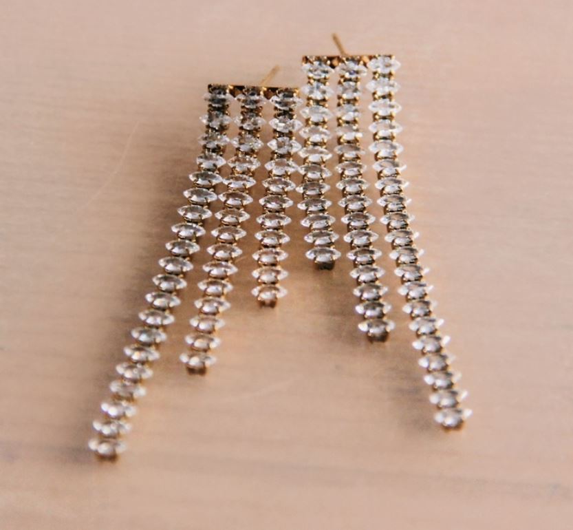 Crystal Waterfall Earring - Gold